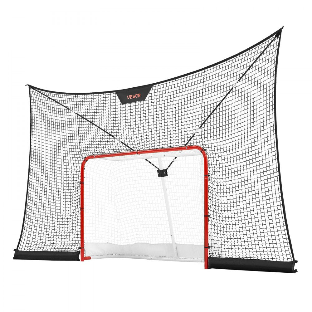 VEVOR Hockey Goal Goal and Backstop Net Set, 12x7 ft Durable Hockey Net with Extended Coverage, Lightweight Portable Complete Training Accessory Set, Easy Assembly, for Youth and Adults