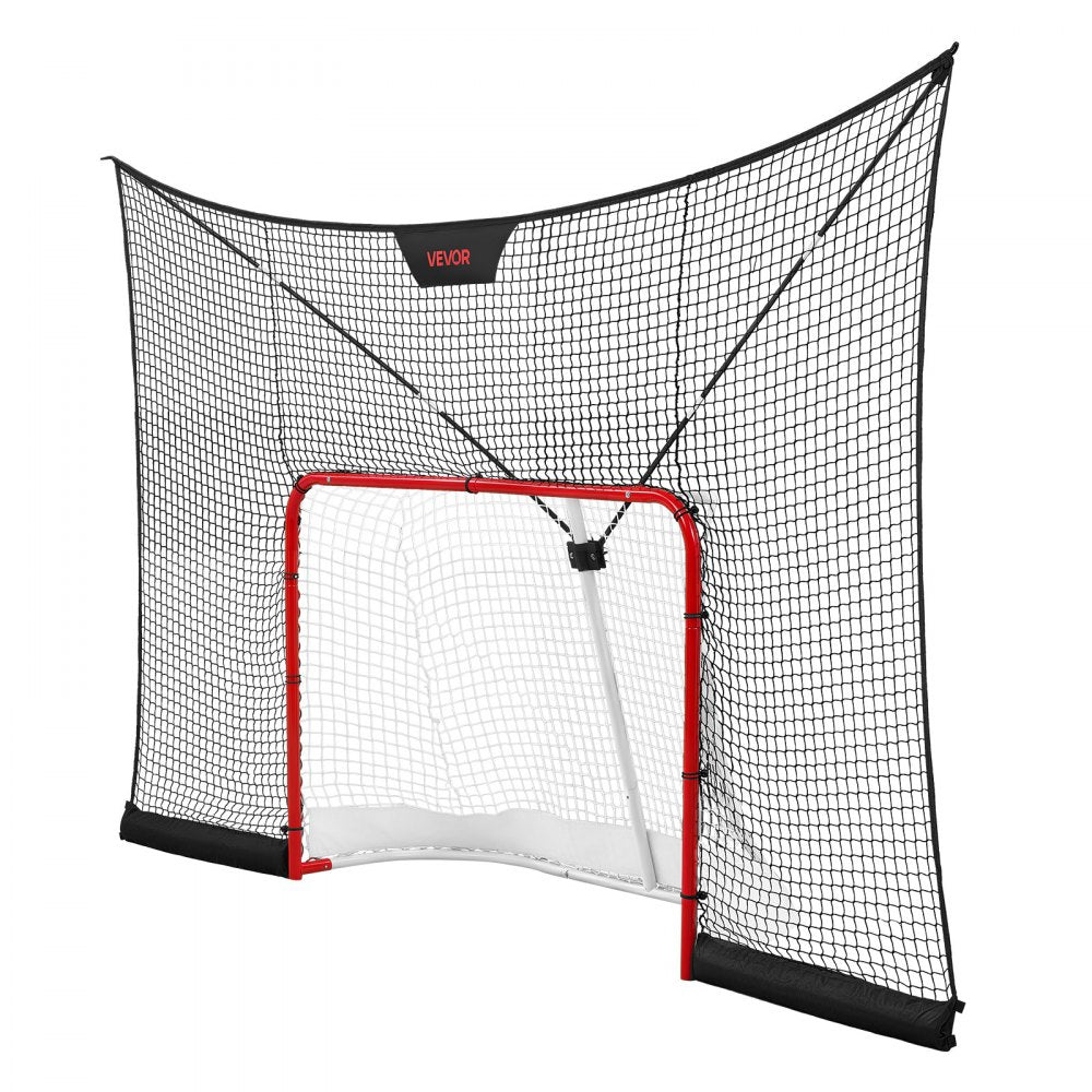 VEVOR Hockey Goal Goal and Backstop Net Set, 12x7 ft Durable Hockey Net with Extended Coverage, Lightweight Portable Complete Training Accessory Set, Easy Assembly, for Youth and Adults