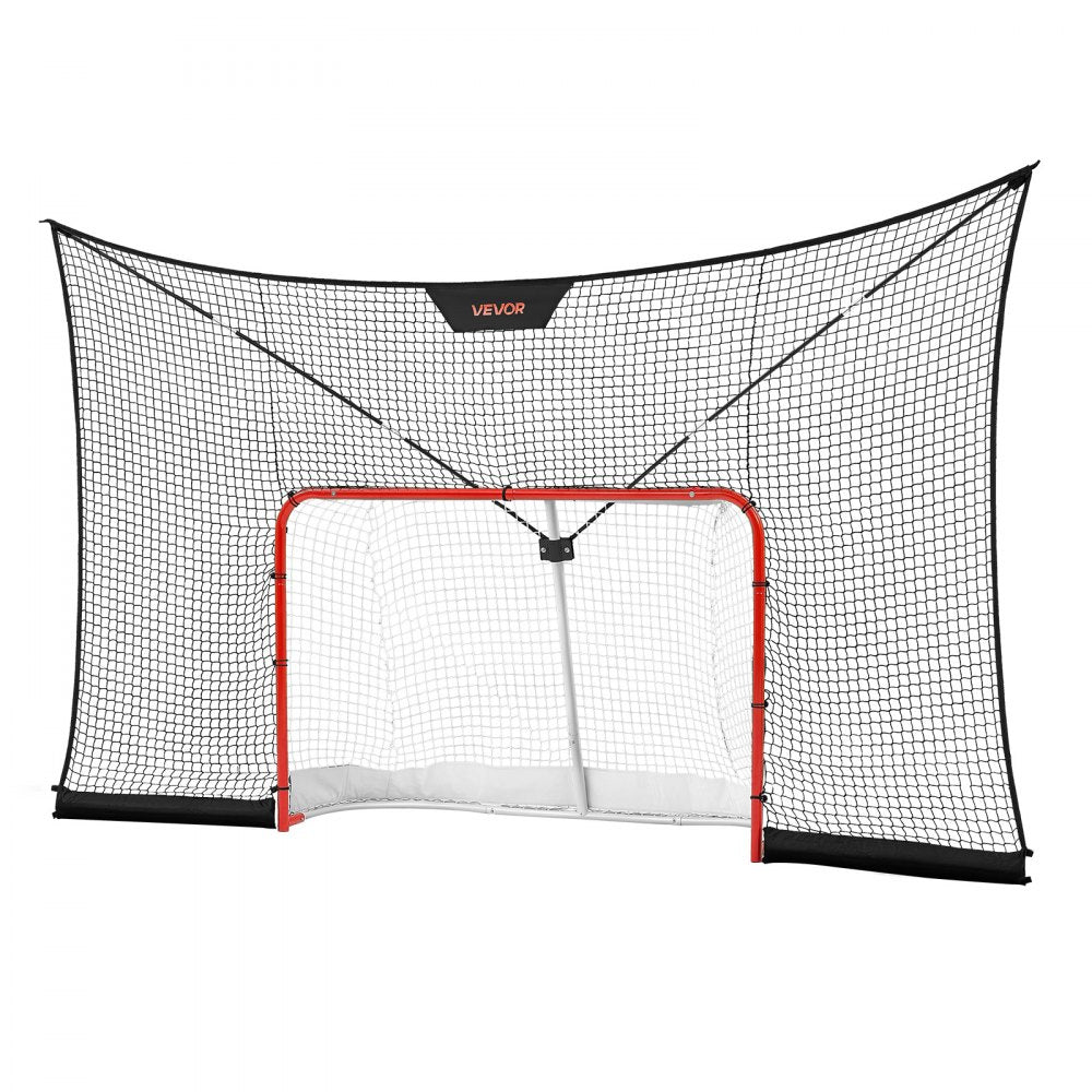 VEVOR Hockey Goal Goal and Backstop Net Set, 12x7 ft Durable Hockey Net with Extended Coverage, Lightweight Portable Complete Training Accessory Set, Easy Assembly, for Youth and Adults