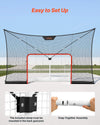 VEVOR Hockey Goal Goal and Backstop Net Set, 12x7 ft Durable Hockey Net with Extended Coverage, Lightweight Portable Complete Training Accessory Set, Easy Assembly, for Youth and Adults