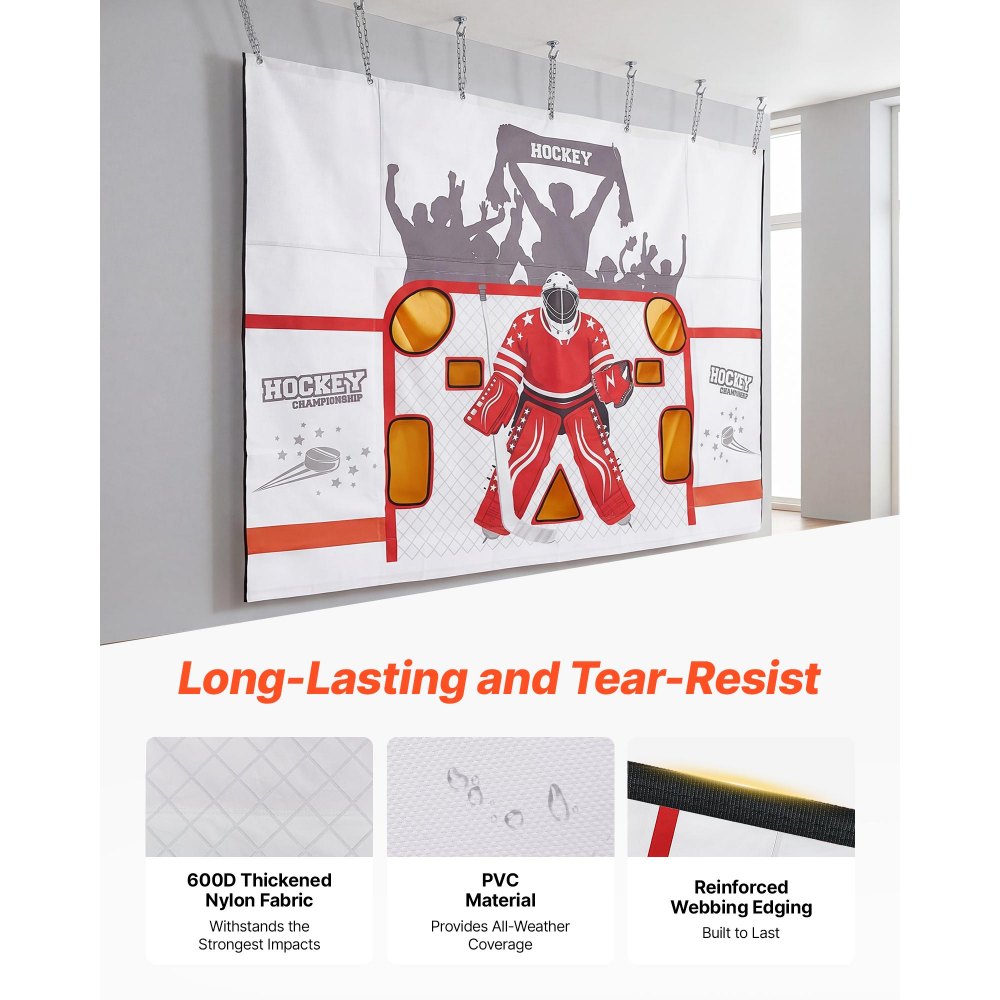 VEVOR Hockey Shooting Tarp, Shooter Tutor Ice Hockey Goal Practice Target, Tear-proof Premium Net with 7 Holes, Easy Set Up Hockey Net Replacement, Training Equipment for Practicing Shooting Accuracy