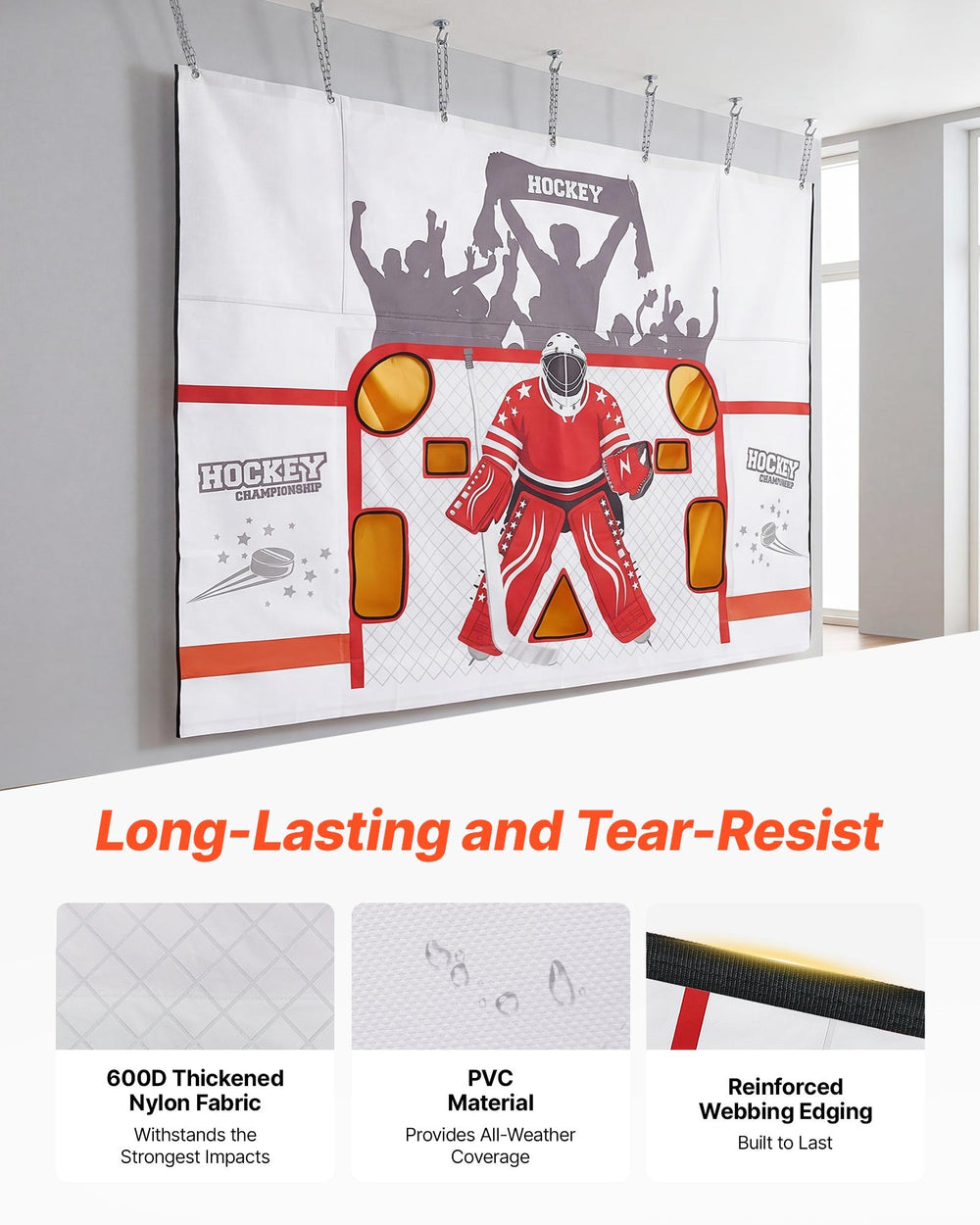 VEVOR Hockey Shooting Tarp, Shooter Tutor Ice Hockey Goal Practice Target, Tear-proof Premium Net with 7 Holes, Easy Set Up Hockey Net Replacement, Training Equipment for Practicing Shooting Accuracy