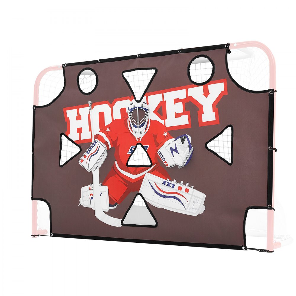 VEVOR Street Hockey Goalie Shooting Target, Shooter Tutor Ice Hockey Goal Practice Target, Tear-proof Premium Net with 11 Hole, Easy Attach Targets, Training Equipment for Practicing Shooting Accuracy