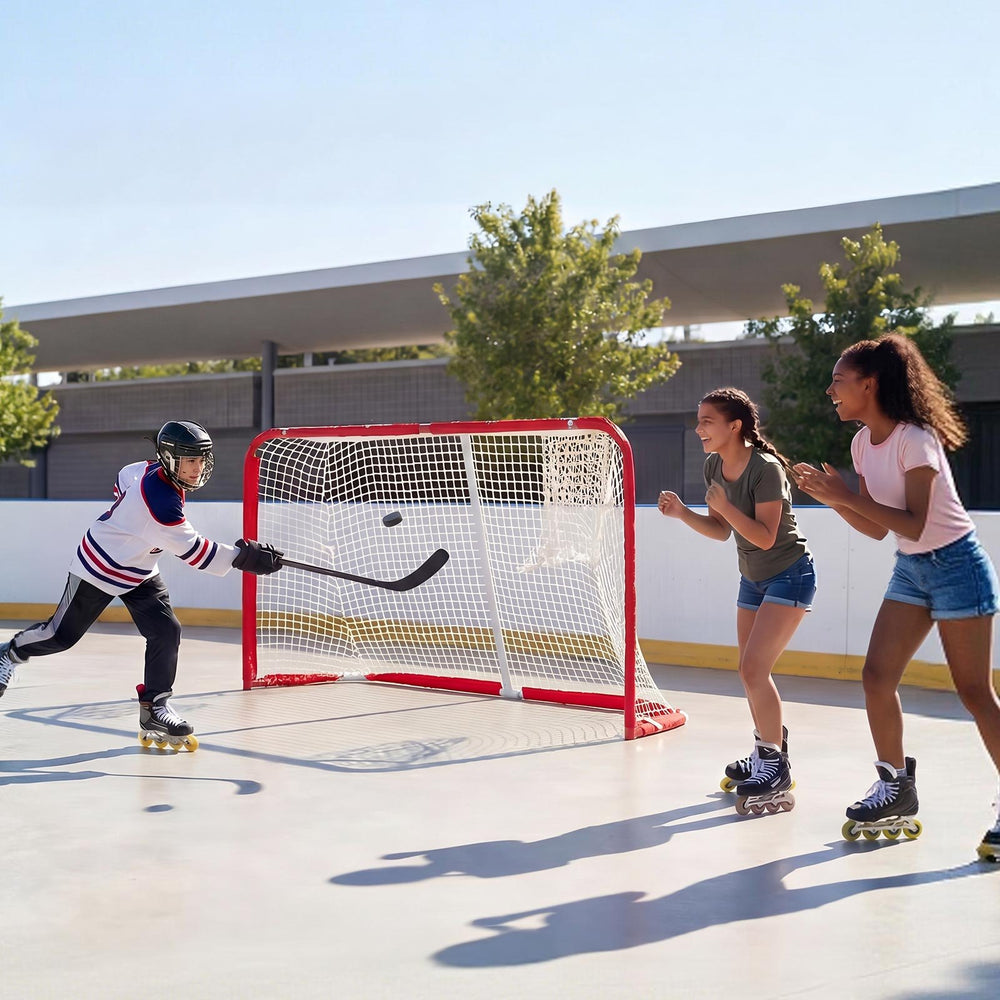 VEVOR Street Hockey Goal, Heavy-Duty Steel Street + Roller Hockey Nets, Durable Hockey Net for Indoor Outdoor Use, Lightweight Portable Training, Easy Assembly for Backyard Park Garage, 55.9 x 44.5 in