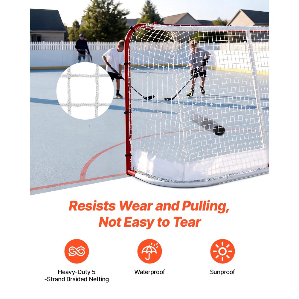 VEVOR Street Hockey Goal, Heavy-Duty Steel Street + Roller Hockey Nets, Durable Hockey Net for Indoor Outdoor Use, Lightweight Portable Training, Easy Assembly for Backyard Park Garage, 72 x 48 in