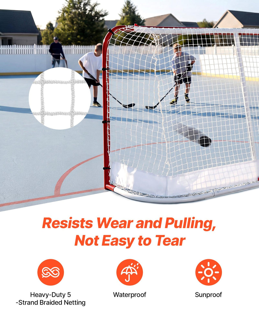 VEVOR Street Hockey Goal, Heavy-Duty Steel Street + Roller Hockey Nets, Durable Hockey Net for Indoor Outdoor Use, Lightweight Portable Training, Easy Assembly for Backyard Park Garage, 72 x 48 in