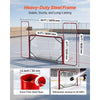 VEVOR Hockey Goal with Backstop and Targets, 10x6FT Street Steel Hockey Goal Set, Pro Lightweight and Portable Training Equipment, Durable Net for Indoor & Outdoor Use, Easy Assembly, White/Red