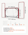 VEVOR Hockey Goal with Backstop and Targets, 10x6FT Street Steel Hockey Goal Set, Pro Lightweight and Portable Training Equipment, Durable Net for Indoor & Outdoor Use, Easy Assembly, White/Red