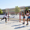 VEVOR Hockey Goal with Backstop and Targets, 10x6FT Street Steel Hockey Goal Set, Pro Lightweight and Portable Training Equipment, Durable Net for Indoor & Outdoor Use, Easy Assembly, White/Red