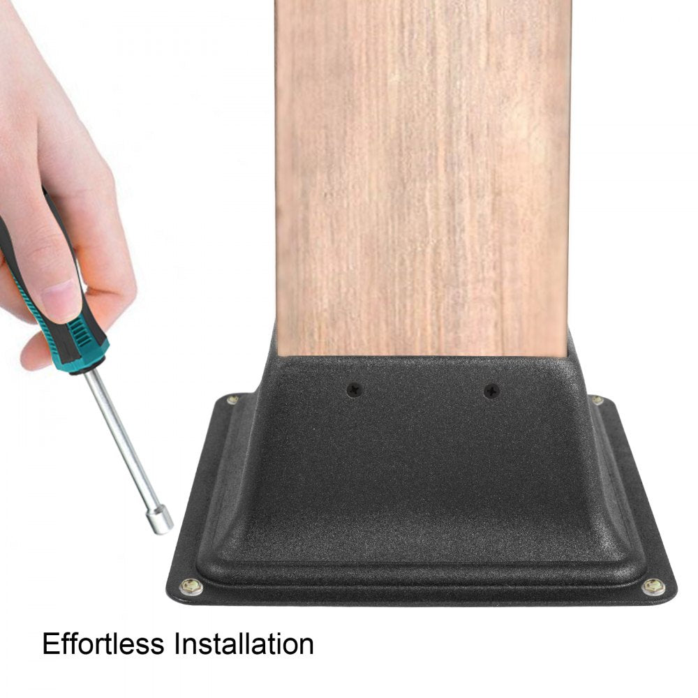 VEVOR Deck Post Base, 10 PCS Post Base Skirt, 4 x 4\" (Internal 3.38x3.38\") Post Support Flange, 2.5 LBS Deck Post Skirt, Powder-Coated Decking Post Base, Wood Post Anch for Deck Support Porch Railin