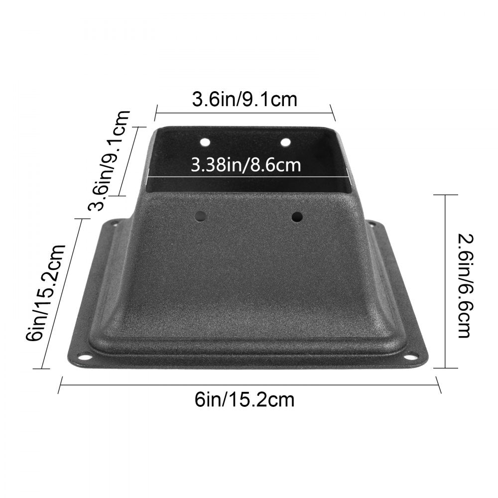 VEVOR Deck Post Base 5 PCS Post Base Skirt 4x4\" (Actual 3.38x3.38\") Post Support Flange 2.5LBS Deck Post Skirt Black Powder-Coated Decking Post Base with Thick Steel for Deck Supports Porch Railings