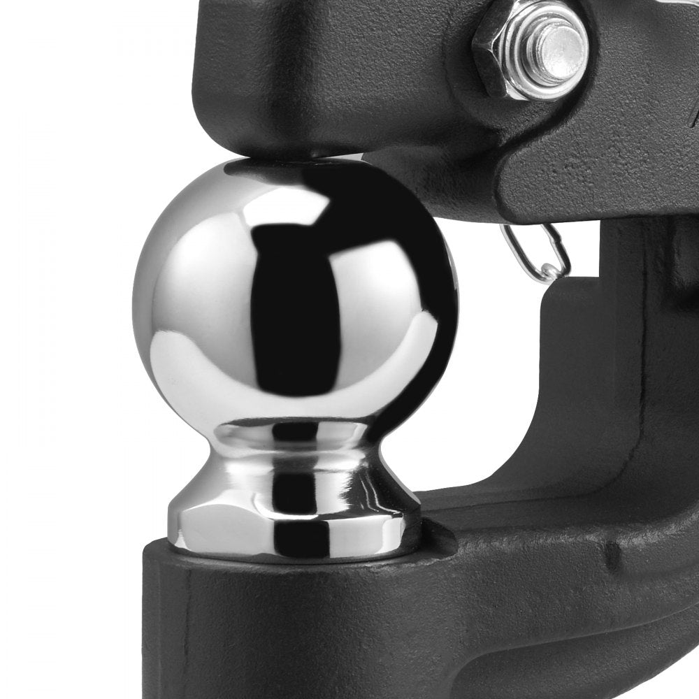 VEVOR Pintle Hook, 20000 lbs, Pintle Hook Hitch for 2-inch Hitch Hook Military Receiver, Combination 2-5/16-inch Hitch Ball, Fits 2.5 to 3-inch Lunette Ring, 15.6-inch Length, Black Powder Coat