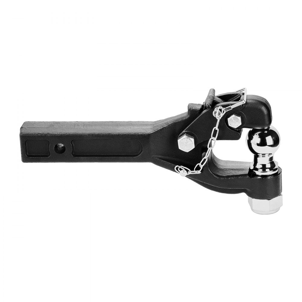 VEVOR Pintle Hook, 16000 lbs Towing Capacity, Pintle Hook Hitch for 2-inch Hitch Hook Military Receiver, Combination 2-inch Hitch Ball, Fits 2.5 to 3-inch Lunette Ring, Black Powder Coat, for Trailers