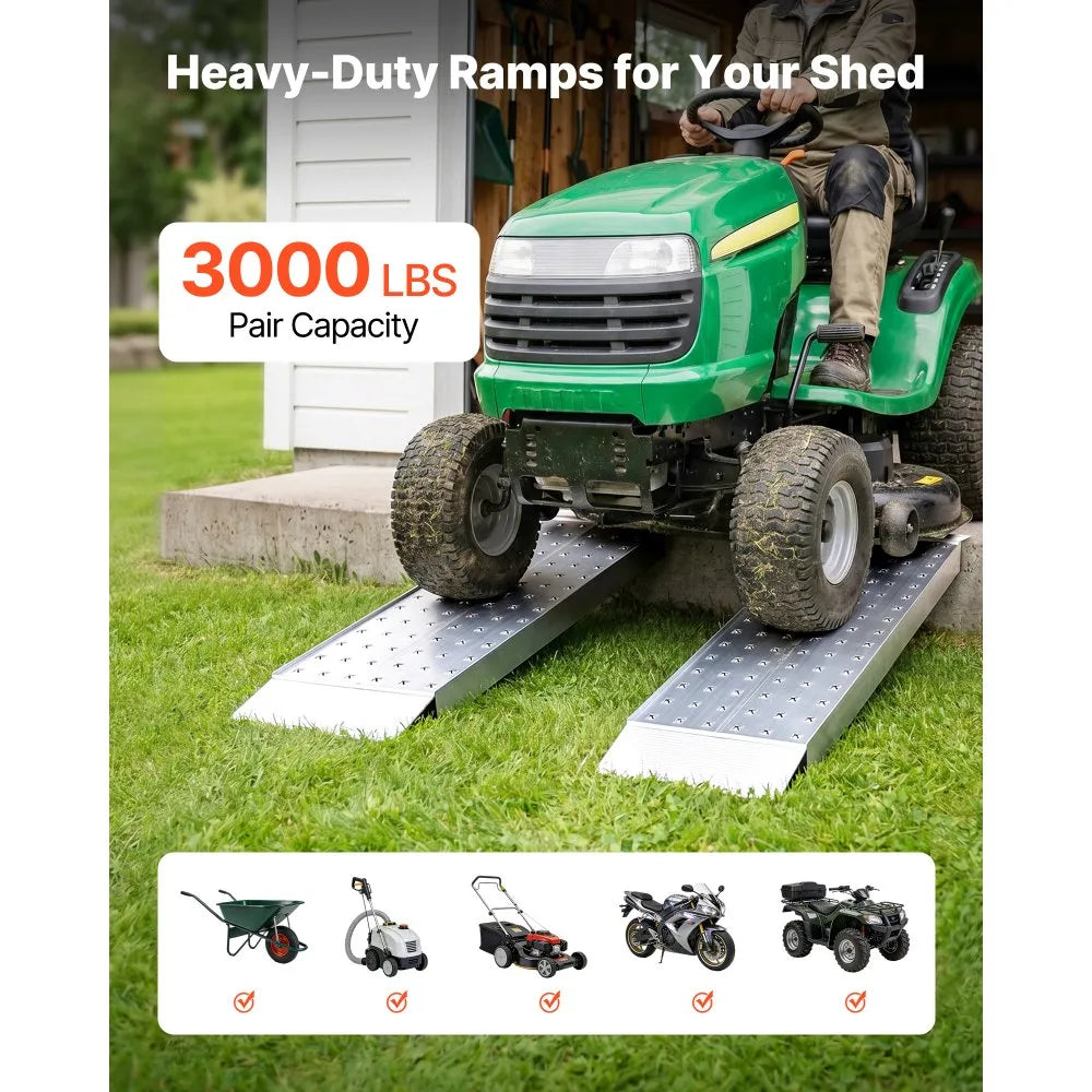 VEVOR Aluminum Trailer Ramps, 2PCS 39 x 12 in, Heavy-Duty ATV Ramp Set with Anti-Slip Plates, 3000LBS Combined Capacity Loading Ramps for Motorcycles, Lawn Mowers, Farm Tractors, Carts