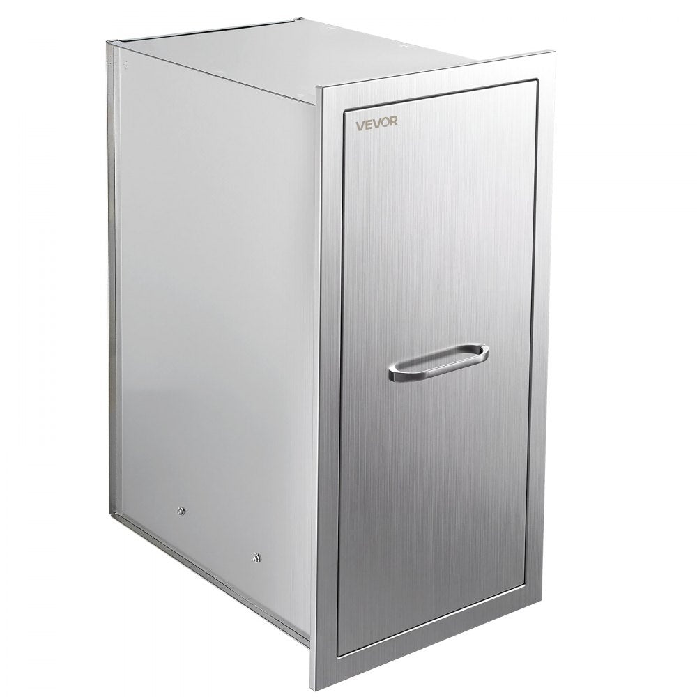 VEVOR Outdoor Kitchen Trash Drawer, 27"W x 19"H x 14"D, Bin Not Included, for BBQ Island Storage, Patio Bars and Grill Station, with Handle, Built-In BBQ Island Drawers Organize Cookware Accessories