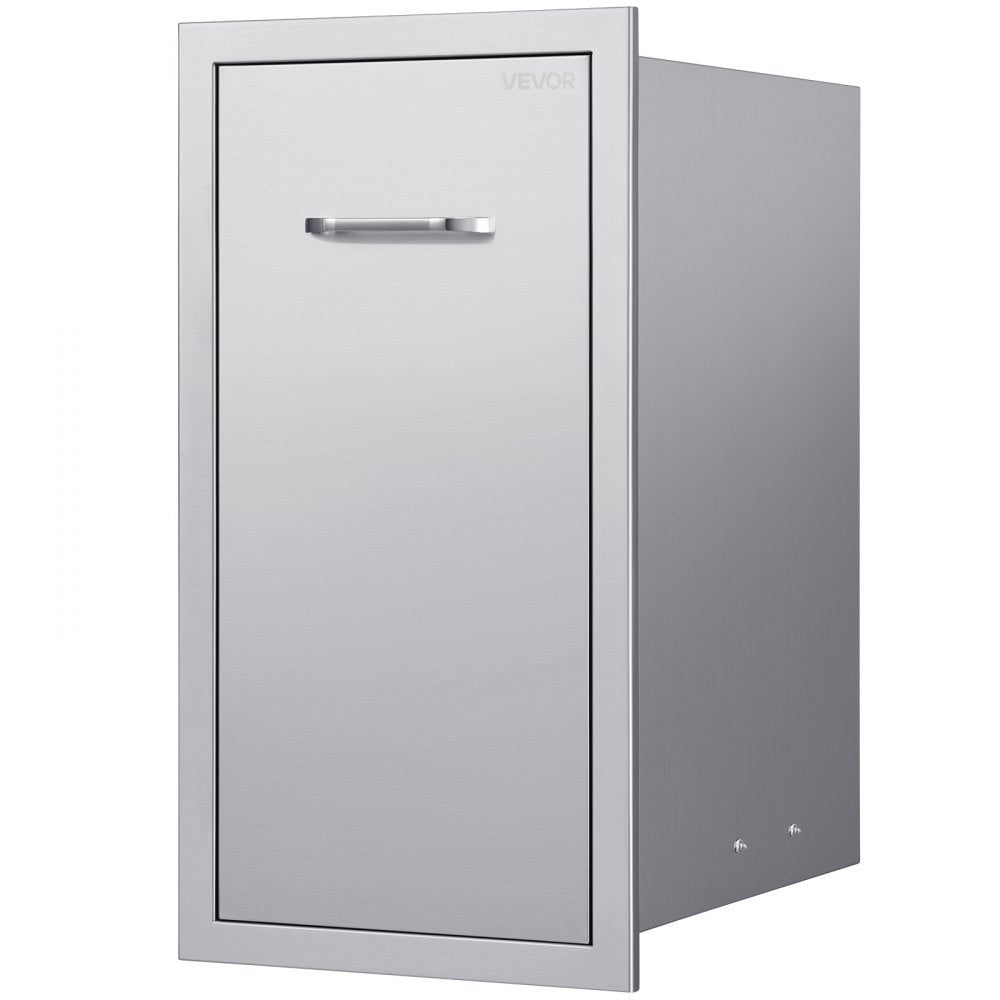 VEVOR Outdoor Kitchen Trash Drawer, 13.54"W x 19.61"D x 25.79"H Interior Storage, Multi-Purpose Outdoor Kitchen Drawers Stainless Steel, 55 lbs Max Capacity per Tier, for Outdoors BBQ Island Kitchens