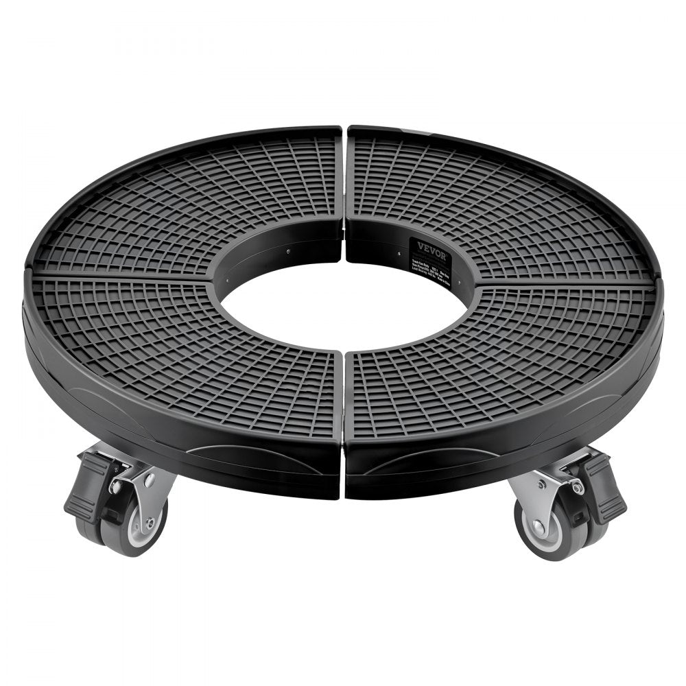 VEVOR Trash Can Dolly with 4 Lockable Wheels, 440lbs Weight Capacity, Round Trash Can Roller Base, 15-22.8 in Adjustable, Heavy Duty Drum Dolly Plant Caddy, Multi-Functional Rolling Dolly Cart, Black
