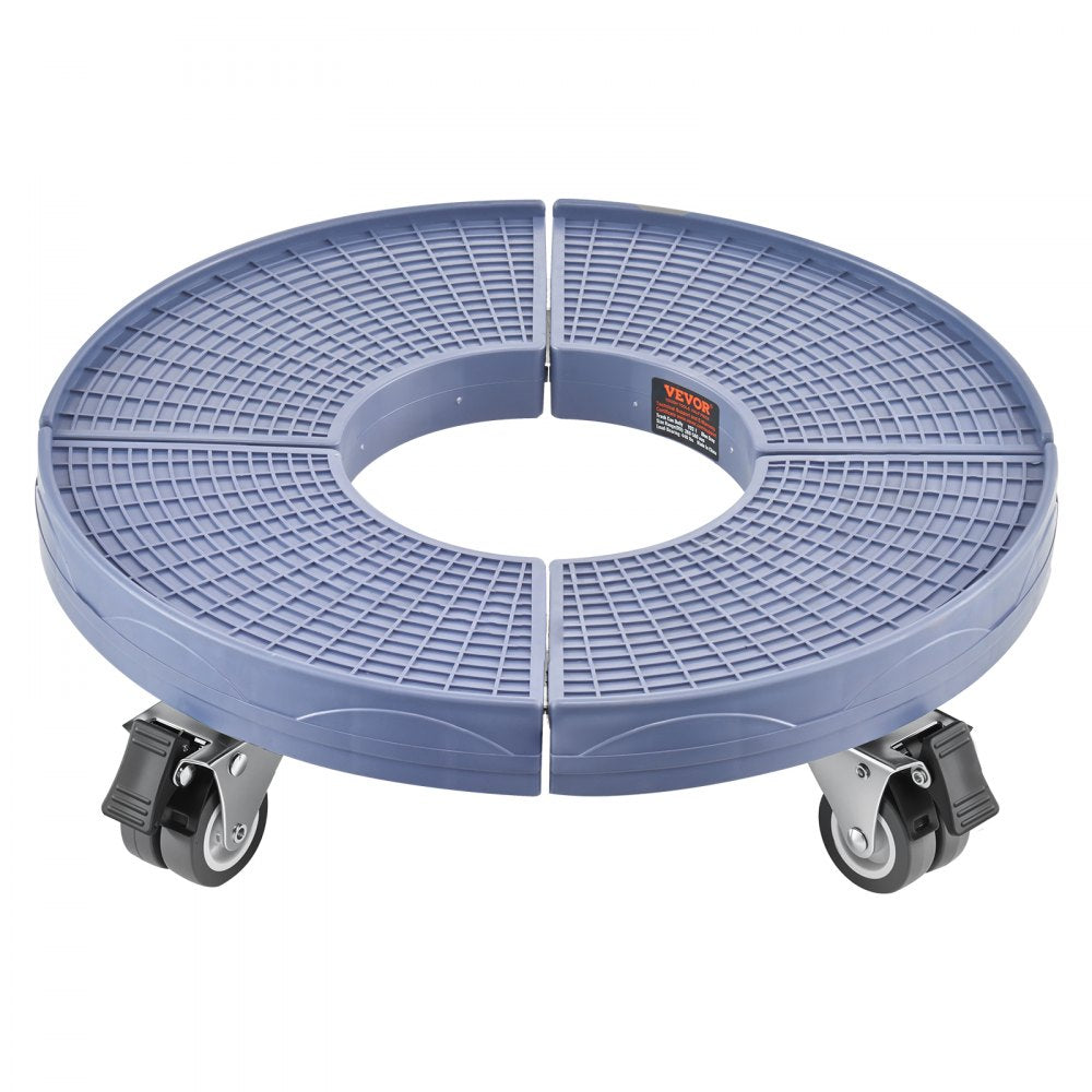 VEVOR Trash Can Dolly with 4 Lockable Wheels, 440lbs Weight Capacity, Round Trash Can Roller Base, 15-22.8 in Adjustable, Heavy Duty Drum Dolly Plant Caddy, Multi-Functional Rolling Dolly Cart, Blue