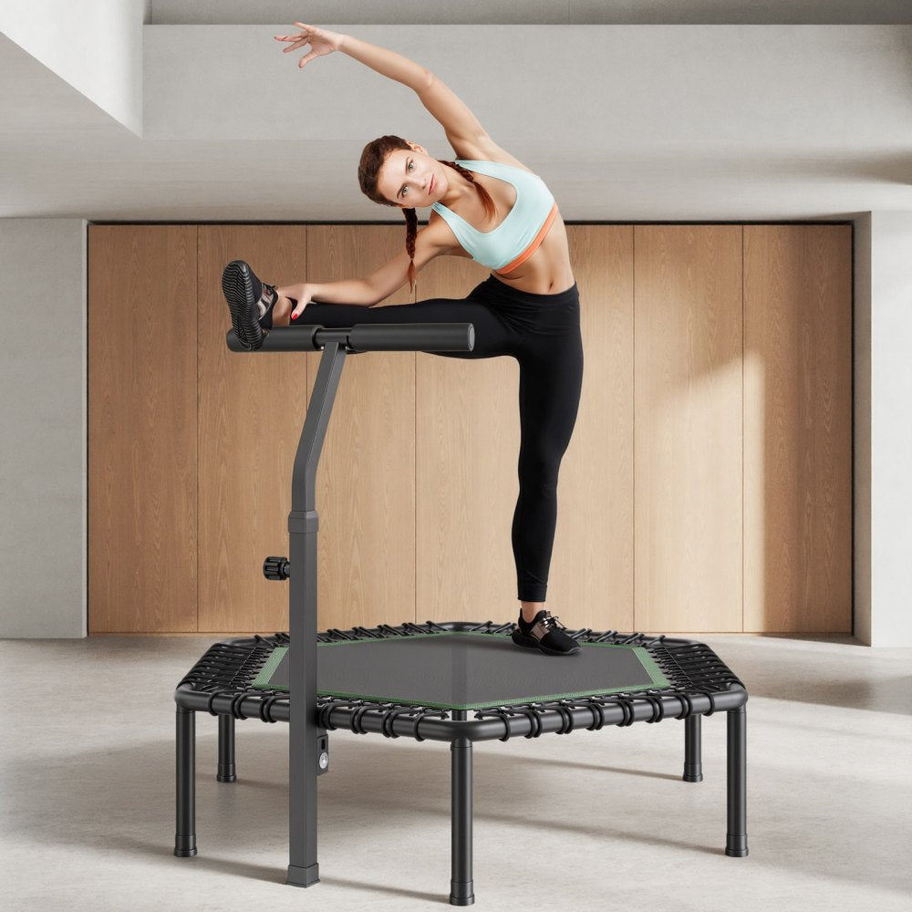 VEVOR 54.5 Inch Mini Trampoline, 450 lbs Max Load Fitness Rebounder, Stable & Quiet Small Trampoline with 3 Levels Height Adjustable & Foam Handle, Exercise Rebounder for Adults Indoor/Garden Workout