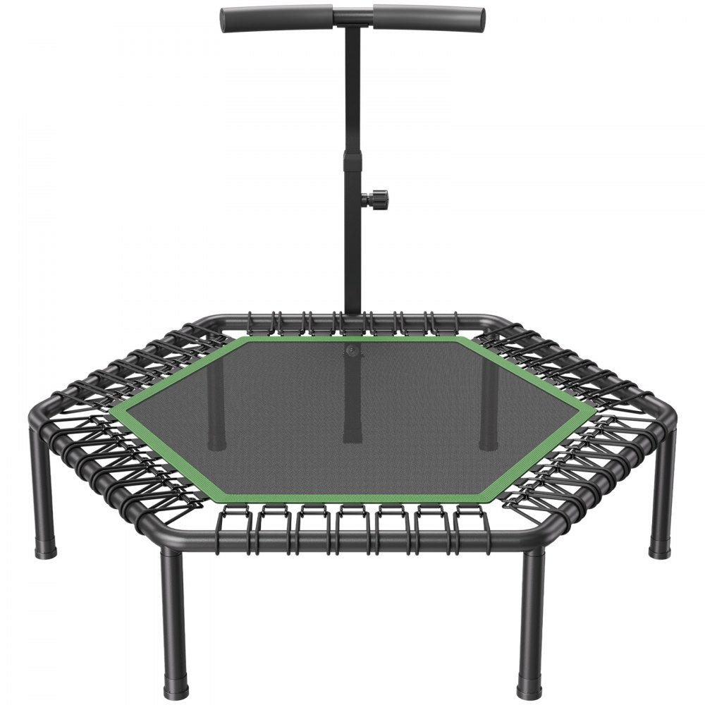 VEVOR 54.5 Inch Mini Trampoline, 450 lbs Max Load Fitness Rebounder, Stable & Quiet Small Trampoline with 3 Levels Height Adjustable & Foam Handle, Exercise Rebounder for Adults Indoor/Garden Workout