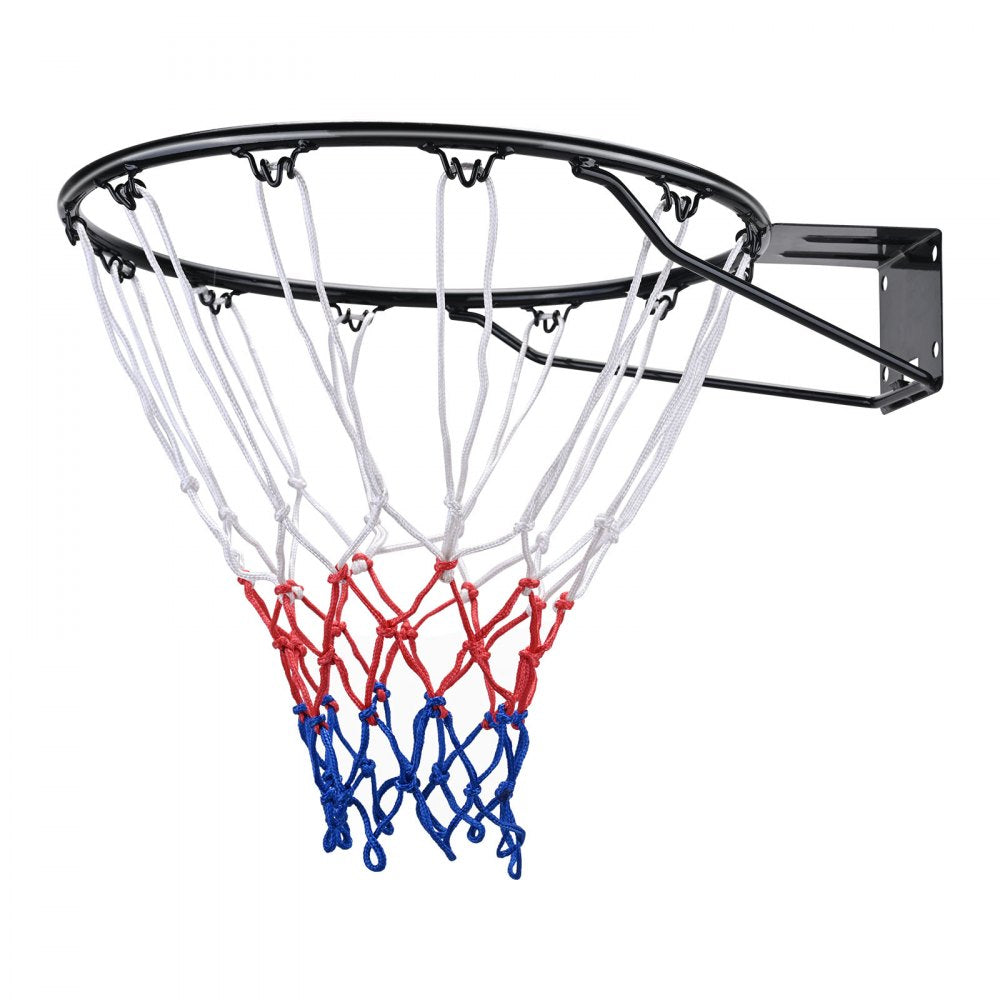 VEVOR Basketball Rim, Wall Door Mounted Basketball Hoop, Heavy Duty Q235 Basketball Flex Rim Goal Replacement with Net and Double Spring, Standard 18" Indoor Outdoor Hanging Hoop for Kids Adults