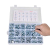 VEVOR 566 Pcs Bolts and Nuts Assortment Kit, Imperial Machine Screws and Flat Washers, Alloy Steel 1/4-20,5/16-18,3/8-16, for Furniture /Equipment/Vehicle Assembly, Galvanized White