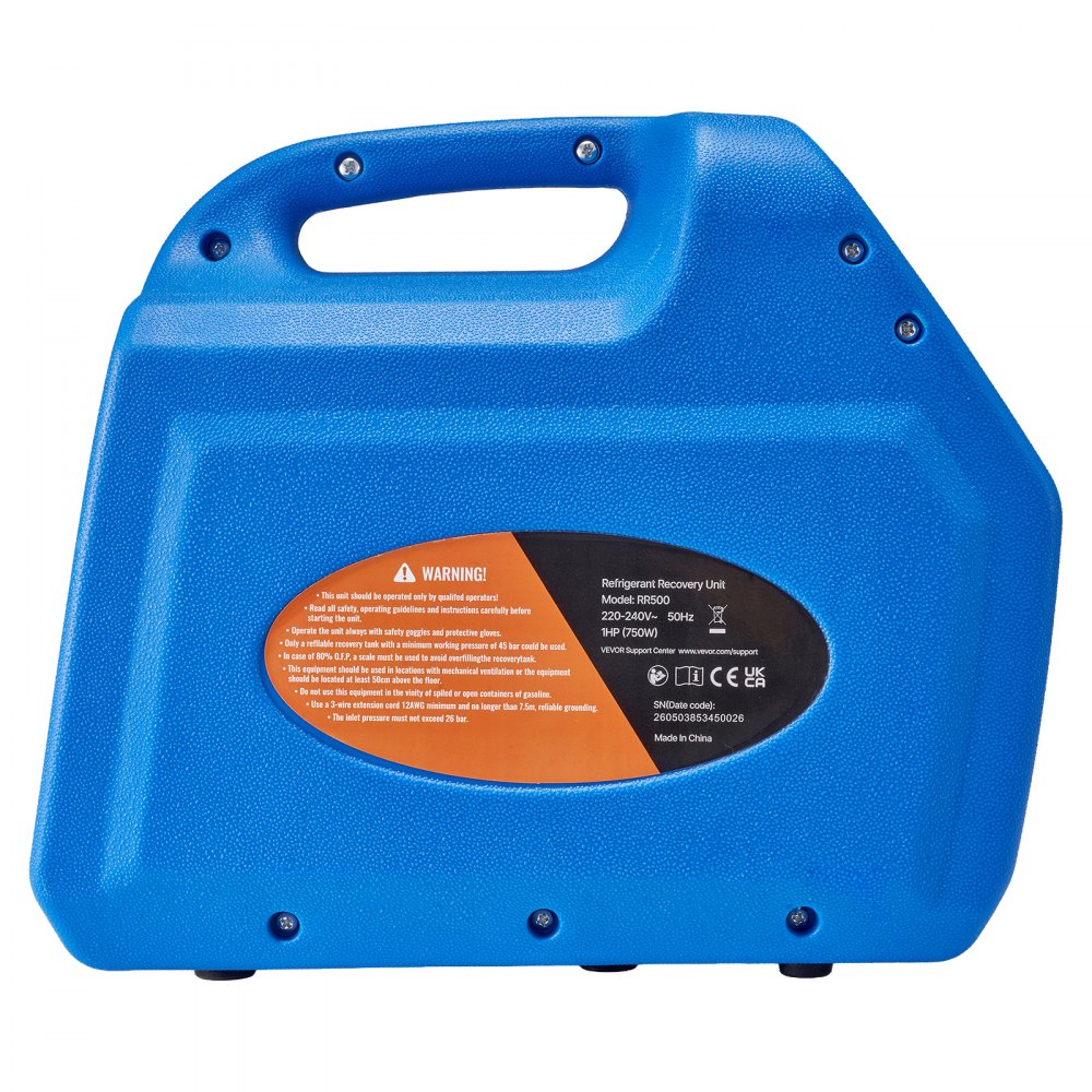 VEVOR Portable Refrigerant Recovery Machine, 1 HP 120V 60Hz Dual Cylinder AC Recovery Machine for Liquid Vapor Refrigerant, 1750 RPM Recycling Unit HVAC for Automotive & Household Air Conditioning