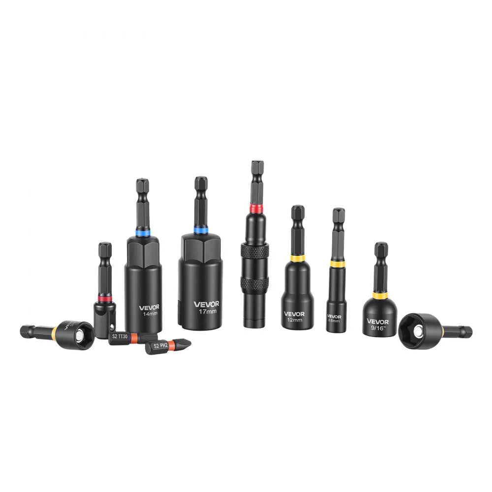VEVOR Master Magnetic Impact Nut Driver Set 55PCS, Metric & SAE Sizes, with Socket Adapters, Bit Holder, Wing Nut Driver, Pivoting Nutsetter, Quick Release Extension, Power Bits, Storage Box