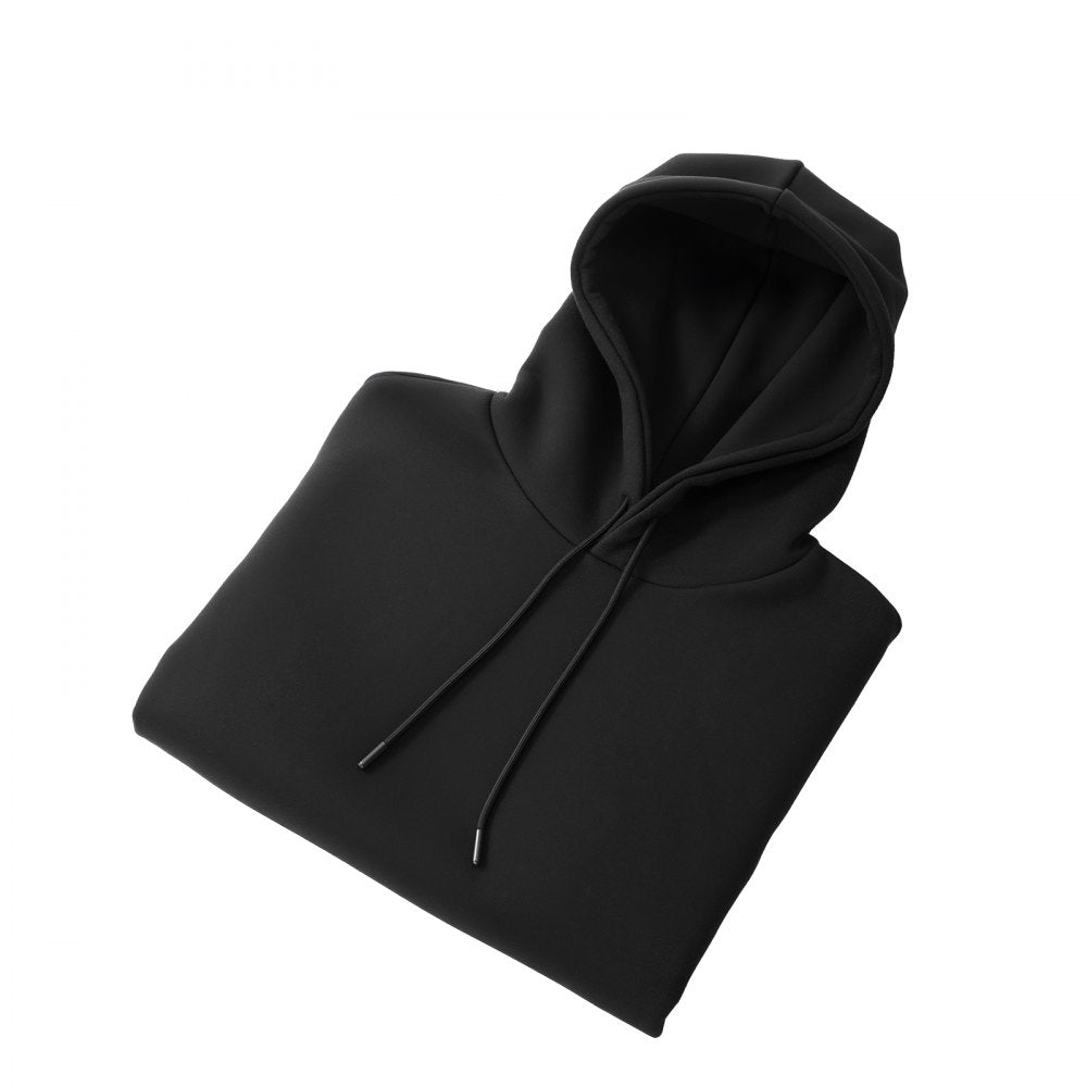 VEVOR Men Pullover Hoodie, Medium Size, Fleece Long Sleeve Comfy Casual Basic Pullover Hooded Sweatshirt, Warm & Skin-friendly, Practical & Trendy, Black Hoodie with Large Pocket for Fall & Winter