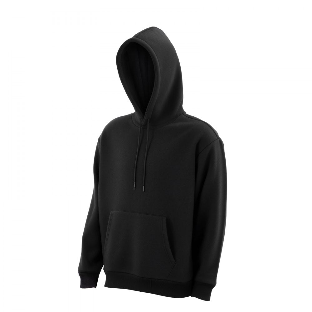 VEVOR Men Pullover Hoodie, Medium Size, Fleece Long Sleeve Comfy Casual Basic Pullover Hooded Sweatshirt, Warm & Skin-friendly, Practical & Trendy, Black Hoodie with Large Pocket for Fall & Winter