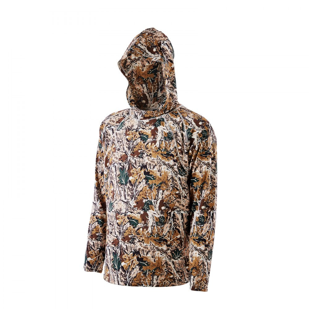 VEVOR Camo Hoodie, Large Size, Men Pullover Hooded Sweatshirt, Moisture Wicking & Breathable, Quick-dry, Hiking Fishing Shirt with Hood, Long Sleeves Hunting Shirts for Spring & Summer Outdoor Work