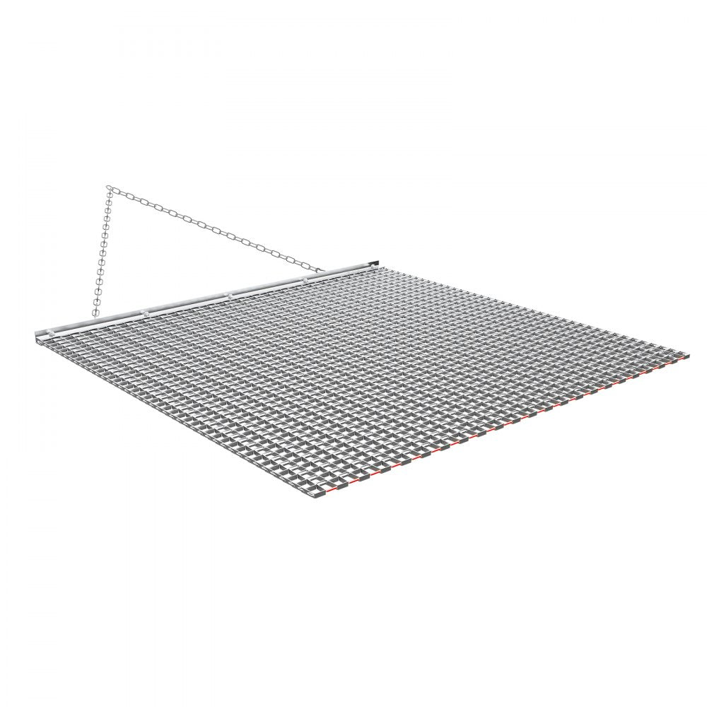 VEVOR Drag Harrow, 4 x 4 ft, High-Efficiency Chain Harrow Rake, ATVs UTVs Tractors Attachments, Durable Galvanized Steel Mesh Drag Mat with Towing Chain, for Gravel Driveway Ruts Farm Field Leveling