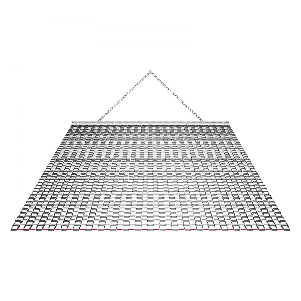 VEVOR Drag Harrow, 4 x 4 ft, High-Efficiency Chain Harrow Rake, ATVs UTVs Tractors Attachments, Durable Galvanized Steel Mesh Drag Mat with Towing Chain, for Gravel Driveway Ruts Farm Field Leveling