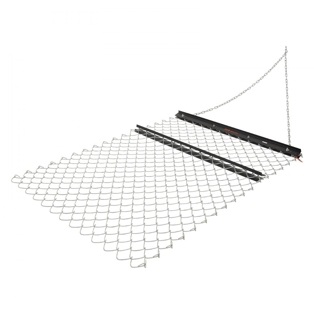 VEVOR Drag Harrow, 4 x 5 ft Chain Harrow - Made from Q235 Steel, UTV Tractor Attachments for Landscape Leveling or Sod Prepping, Durable Harrow Rake for Gravel Driveway, Farm Field Garden Black