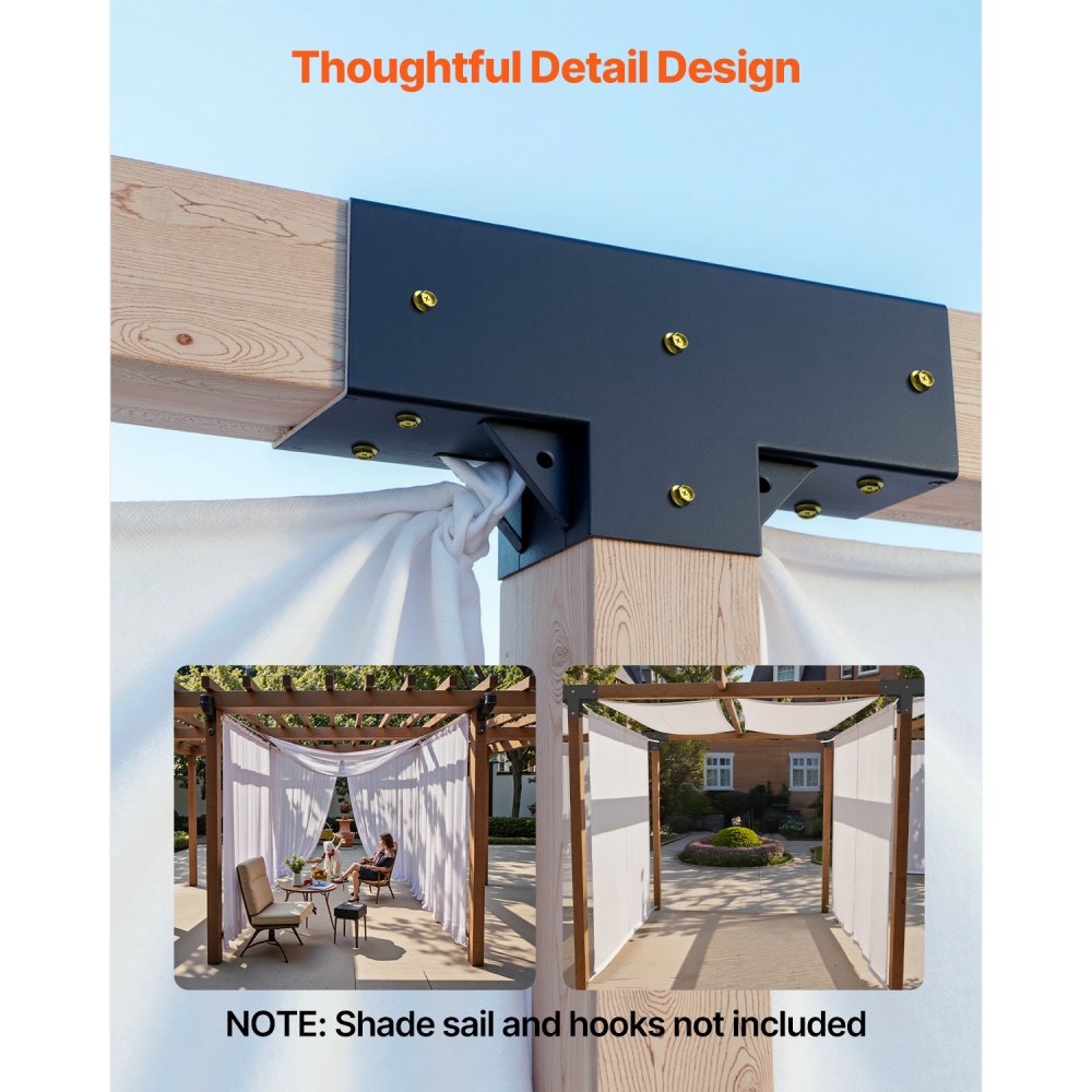 VEVOR Pergola Kit 2-Pack, T-Shaped 4x4 (Actual 3.5x3.5 Inch), 3-Way Pergola Brackets DIY Woodworking Gazebo Bracket Kit with Screws for 3.5x3.5 Inch Wood Beams in Actual Size for Outdoor Party Banquet