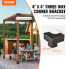 VEVOR Pergola Bracket Kit 4''x4''(Inner Size 3.6x3.6), 4pcs 3-Way Heavy Duty Corner Bracket Woodworks DIY Post Base Kit, Easy Installation Wooden Beams for Gazebos, Patio Pergolas, Log Cabin Outdoor