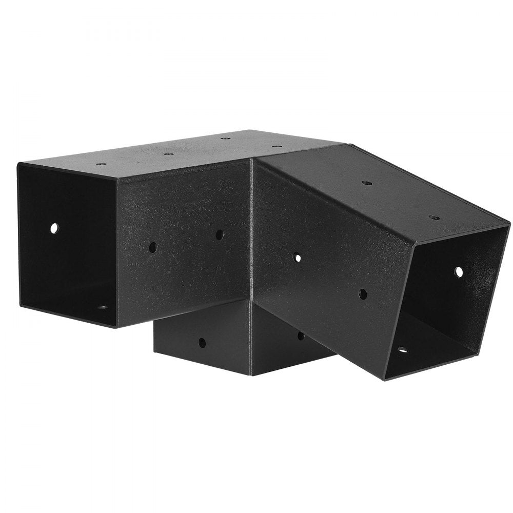 VEVOR Pergola Kit, 4x4 Inch 3-Way Slanted Bracket for 3.5x3.5 Inch Wood Beams in Actual Size, Carbon Steel Pergola Bracket with Screws and Post Bases, for Outdoor Wood Pergolas, Gazebos, Sheds, 8 Pcs