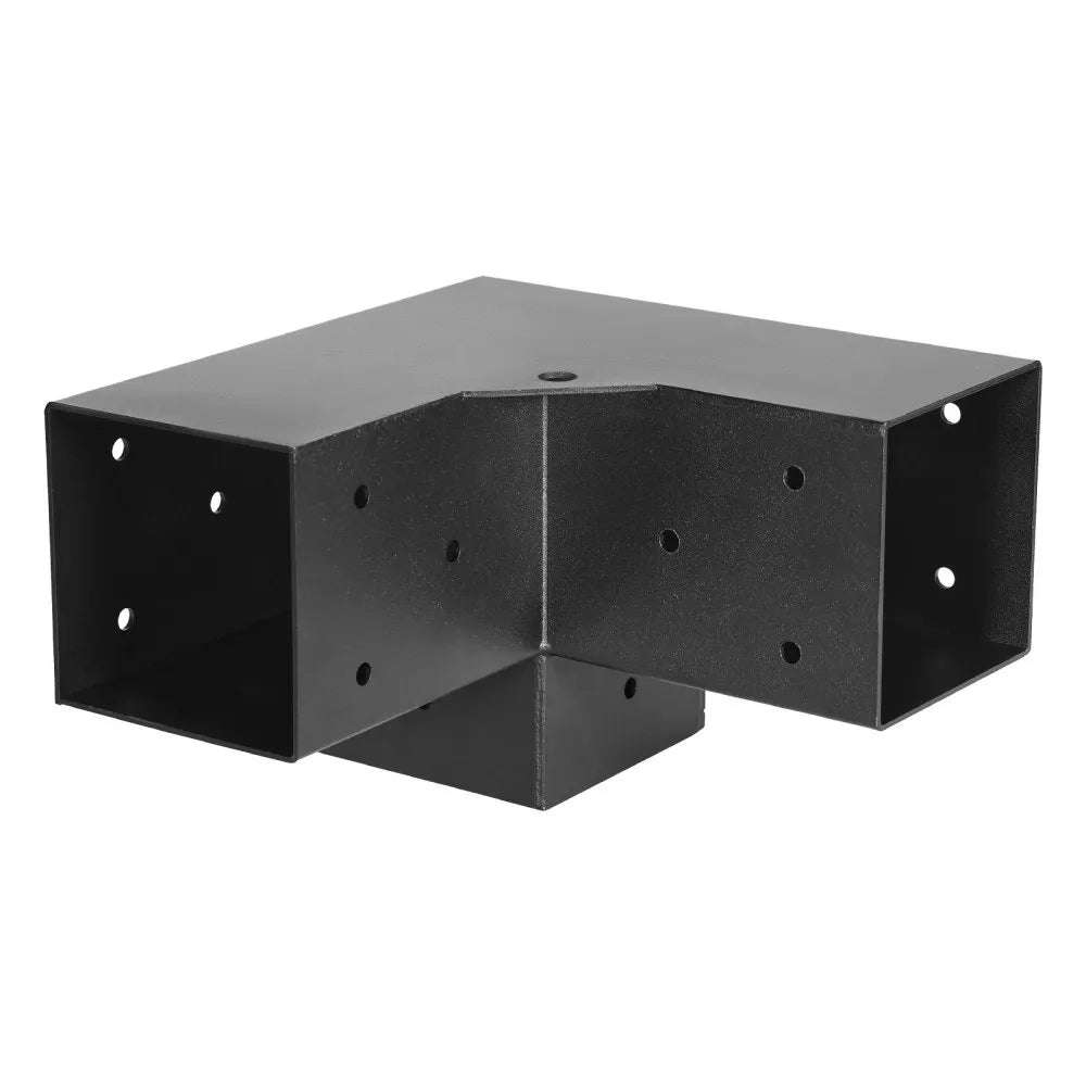 VEVOR Pergola Bracket Kit, 4x4 Inch (Inner Size 3.5x3.5), 4 Pcs 3-Way Heavy Duty Corner Bracket Woodworks DIY Post Base Kit, Easy Installation Wooden Beams for Gazebos, Patio Pergolas, Log Cabin