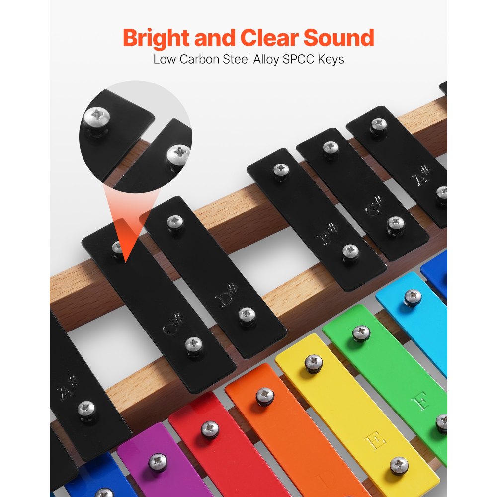 VEVOR Glockenspiel Xylophone, 27 Notes, Professional Xylophone Percussion Instrument, with Colorful Metal Keys, Includes 4 Mallets, Carrying Bag, Beginner Musical Instrument Kit for Adults and Kids