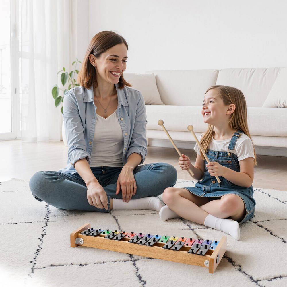 VEVOR Glockenspiel Xylophone, 27 Notes, Professional Xylophone Percussion Instrument, with Colorful Metal Keys, Includes 4 Mallets, Carrying Bag, Beginner Musical Instrument Kit for Adults and Kids