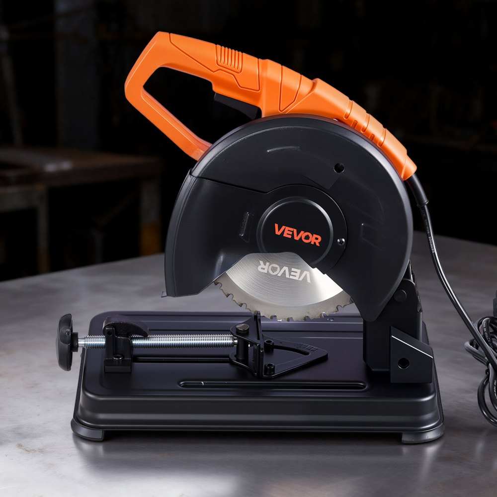 VEVOR Chop Saw 7-1/4 in Stainless Steel Cold Cut Blade 1200W Powerful Motor, for Metal Square and Flat Tubes, I-Shaped Steels, 4000 r/min Speed, 0-45° Adjustable Cutting Angle, Metal Cutting Chop Saw