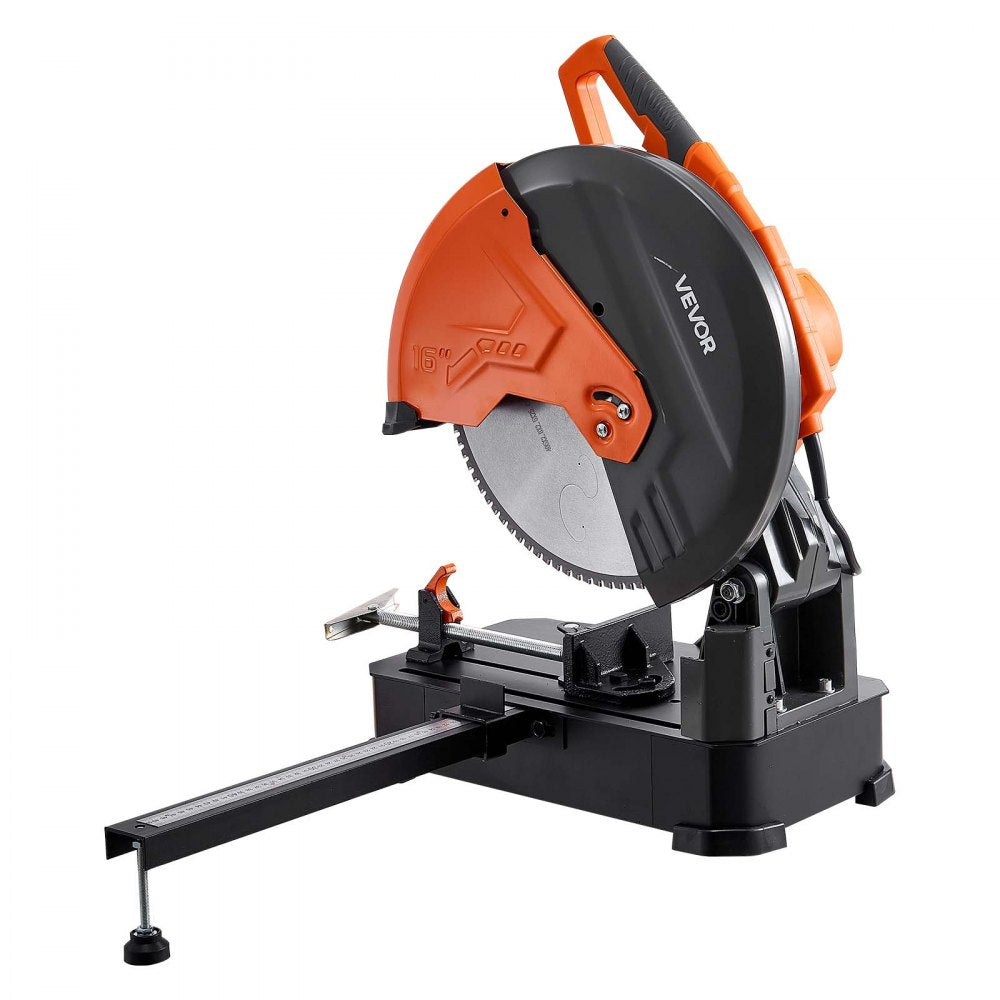 VEVOR Chop Saw 16-inch Cold Cut Blade 3000 W Powerful Motor Cut Off Saw, For Cutting Metal, -45° to 45° Adjustable Angle, Efficient Dry Cutting, Stable, with Thickened Blade Guard and Scale Ruler