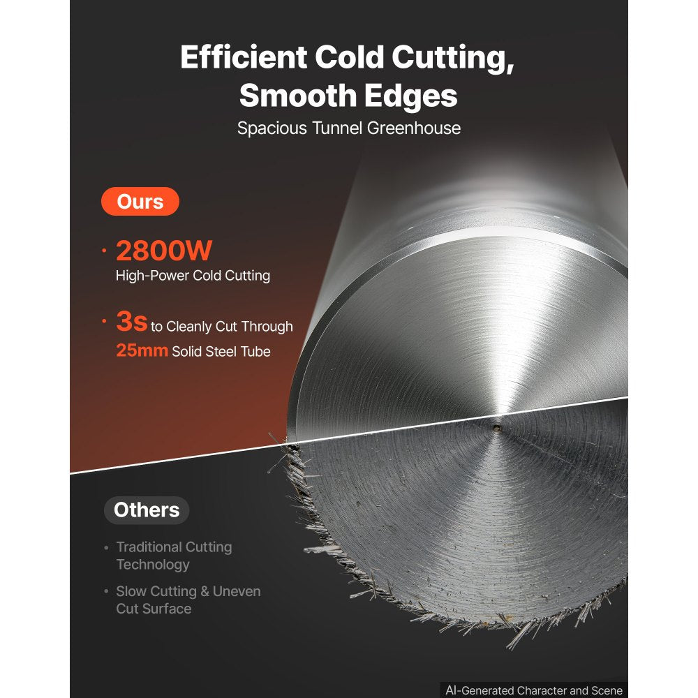 VEVOR Chop Saw 14-inch Cold Cut Blade 2800 W Powerful Motor Cut Off Saw, For Cutting Metal, -45° to 45° Adjustable Angle, Efficient Dry Cutting, with Thickened Blade Guard and Chip Collection Box