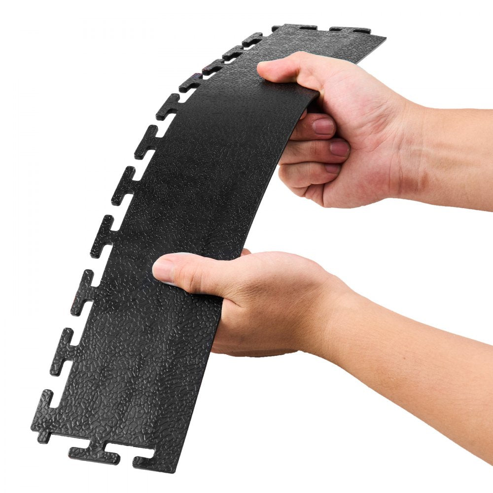 VEVOR Male Garage Floors Transition Edge Kit, 12 Edges and 4 Corners, Sturdy PVC Interlocking Modular Garage Floor Edging Slip-resistant, Compatible Only with VEVOR 4-Sided Interlocking Mats, Black