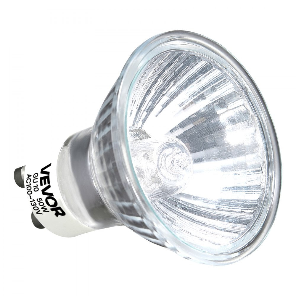 VEVOR Halogen Light Bulbs, MR16 GU10 Candle Warmer Lamp Bulb Dimmable, 100-130V 50W Glass Cover Halogen Bulbs, 2800K Warm Light Bulb, for Wall Lamp, Hood Range, Landscape & Track Lighting, Pack of 6