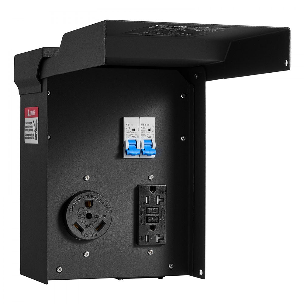 Vevor Power Outlet Box 30/20 Amp RV Temporary Electrical Panel with Breaker New