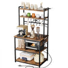 VEVOR Kitchen Bakers Rack, 5 ft Power Cable Bakers Rack with Power Outlet, Kitchen Stand with X-Shaped Support Bar, 12 S-Shaped Hooks, Coffee Bar Stand for Dishes, Spice Bottles, Built-In Power Strip
