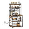 VEVOR Kitchen Bakers Rack, 5 ft Power Cable Bakers Rack with Power Outlet, Kitchen Stand with X-Shaped Support Bar, 12 S-Shaped Hooks, Coffee Bar Stand for Dishes, Spice Bottles, Built-In Power Strip