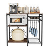 VEVOR Kitchen Bakers Rack, 35.4 inch Width Bakers Rack, Kitchen Stand with X-Shaped Support Bar, 5 S-Shaped Hooks, Multi-Layer Storage Shelf, Coffee Bar Stand for Dishes & Bowls, Spice Bottles