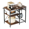 VEVOR Kitchen Bakers Rack, 35.4 inch Width Bakers Rack, Kitchen Stand with X-Shaped Support Bar, 5 S-Shaped Hooks, Multi-Layer Storage Shelf, Coffee Bar Stand for Dishes & Bowls, Spice Bottles
